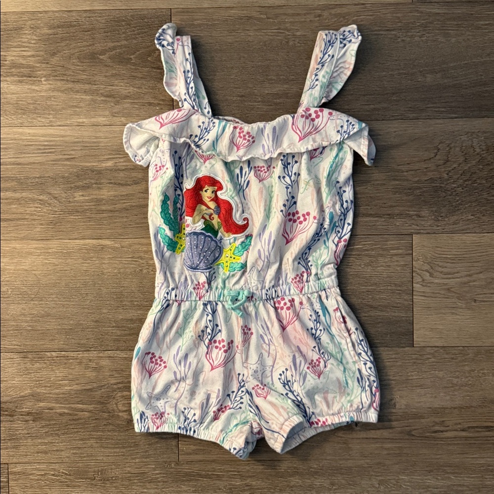 Disney  little mermaid White Romper with Pink, Blue and Green Accents